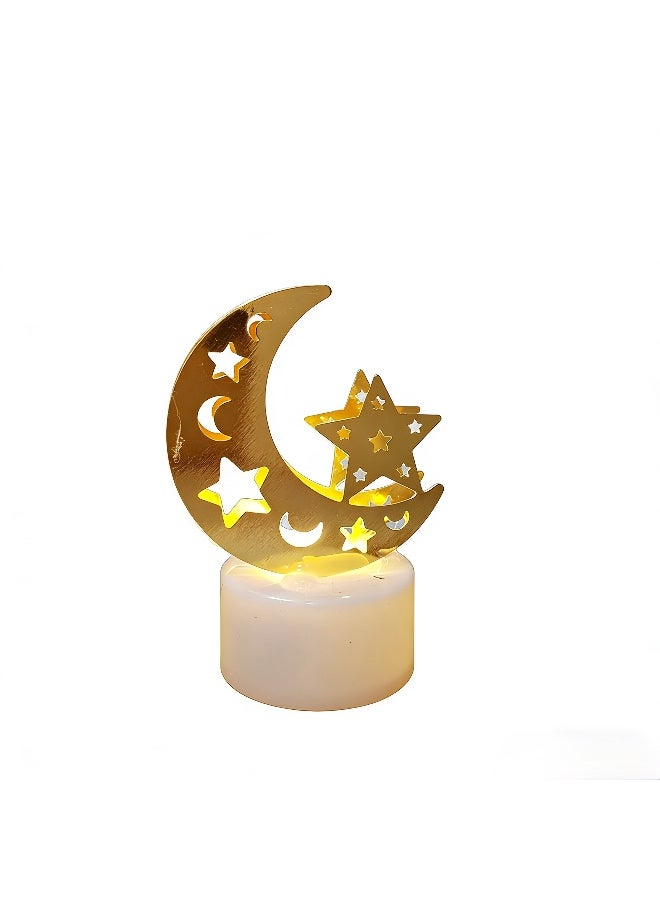 Ramadan Decoration Mini Lantern Lights, Moon Castle Lighthouse Eid Mubarak Lamp Plastic LED Night Light for Eid Ramadan Party Home Indoor Outdoor Bedroom Tabletop Decor - Image 1
